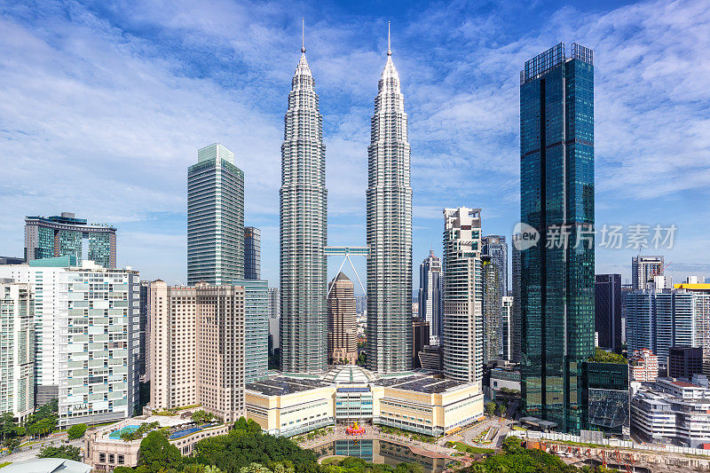 马来西亚吉隆坡双塔skyscrapers KLCC天际线双塔